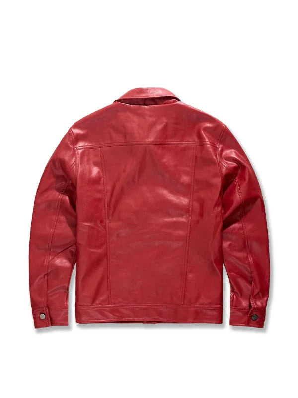 Jordan Craig Thriller Trucker Leather Jacket Red