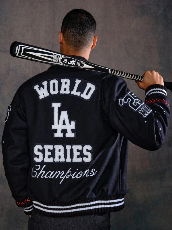 Joshua Vides Dodgers World Series Champions Varsity Jacket Black