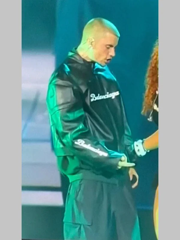 Justin Bieber Balenciaga I Automobili Lamborghini Leather Jacket Black