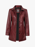 Kandis Women's Burgundy Real Leather Coat