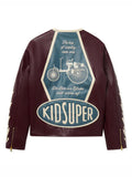 KidSuper X Mercedes Benz Leather Racer Jacket Burgundy