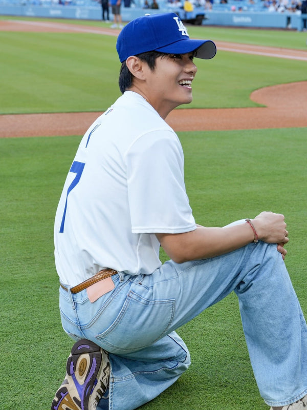 Kim Taehyung V 7 Dodgers Jersey White