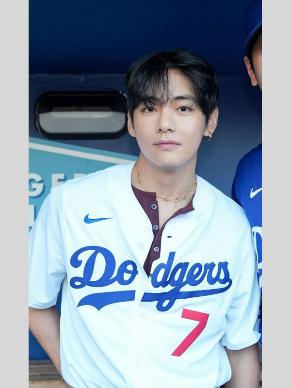 Kim Taehyung V White Dodgers Jersey