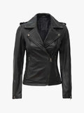 Kirsten Women’s Black Asymmetrical Leather Motorcycle Jacket