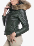 Lasmara Women’s Green Jacket With Shearling Hooded