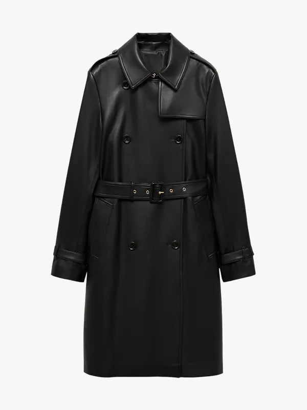 Leather Effect Trench Coat