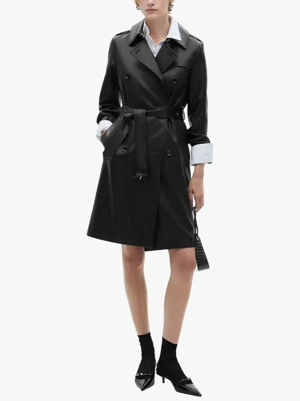 Leather Effect Trench Coat
