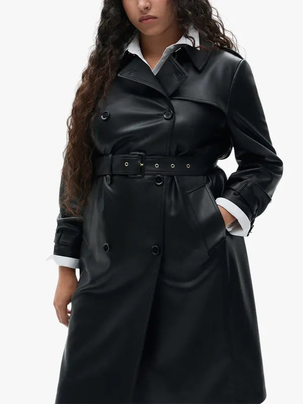 Leather Effect Trench Coat