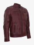 Leather Biker Vintage Zipped Racing Jacket