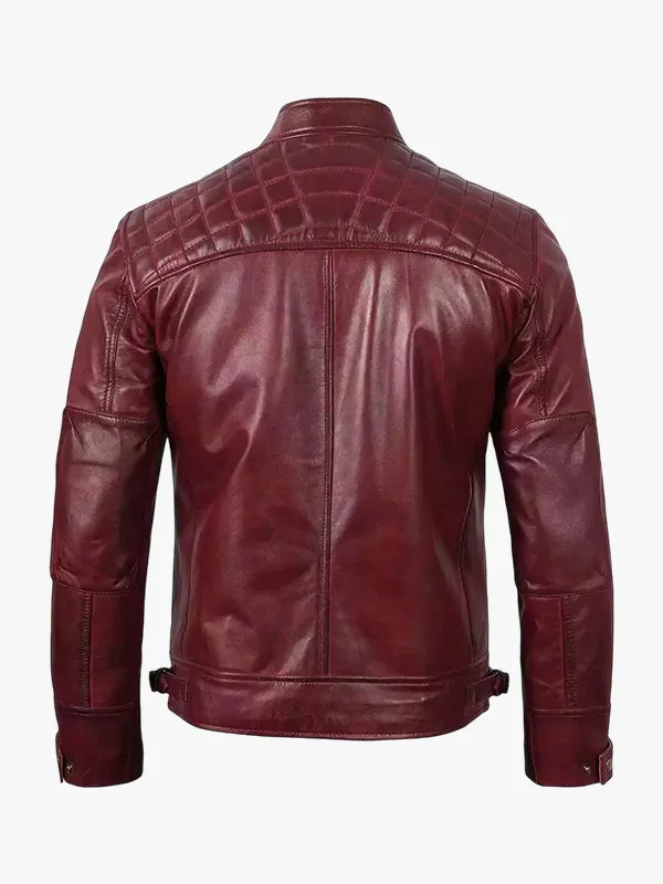 Leather Burgundy Biker Jacket