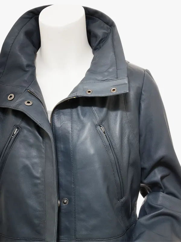 Leather Cottonton Blue Coat