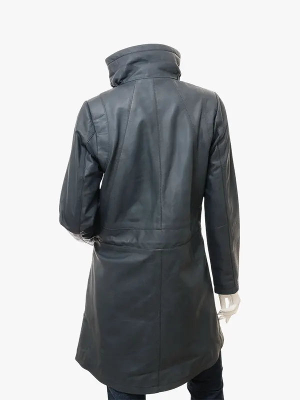 Leather Cottonton Blue Coat Women