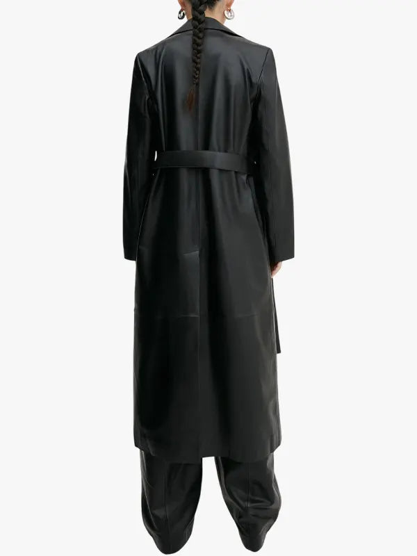 Leather Mango Trench Coat