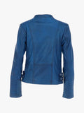 Leather Royal Blue Biker Jacket Women
