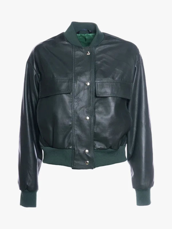 Lisa Womens Green Bomber Jacket