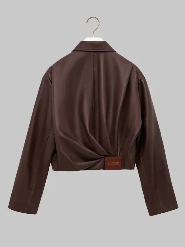 Loewe Draped Brown Leather Jacket