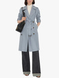Long Silk Trench Blue Coat