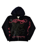 MGK x Ed Hardy Flames Rhinestone Hoodie Black
