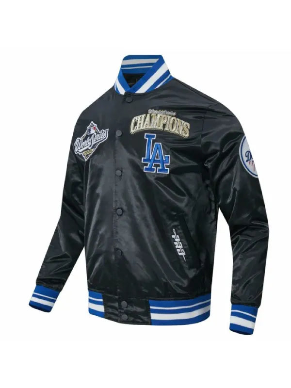 MLB Dodgers World Series Champions Commemorative PRO SATIN YD RIB Jacket Black