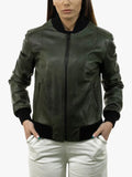 Malesia Womens Green Bomber Jacket
