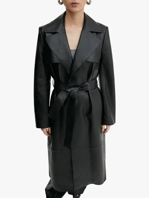 Mango 100% leather trench coat