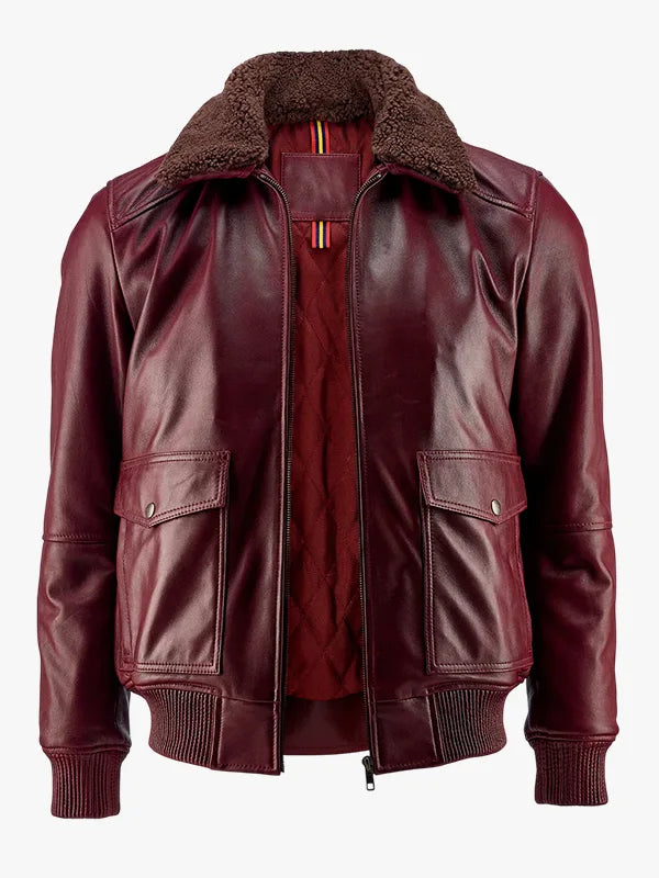 Maroon American Bomber Leather Jacket