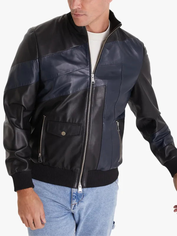 Matthew Black and Blue Leather Jacket