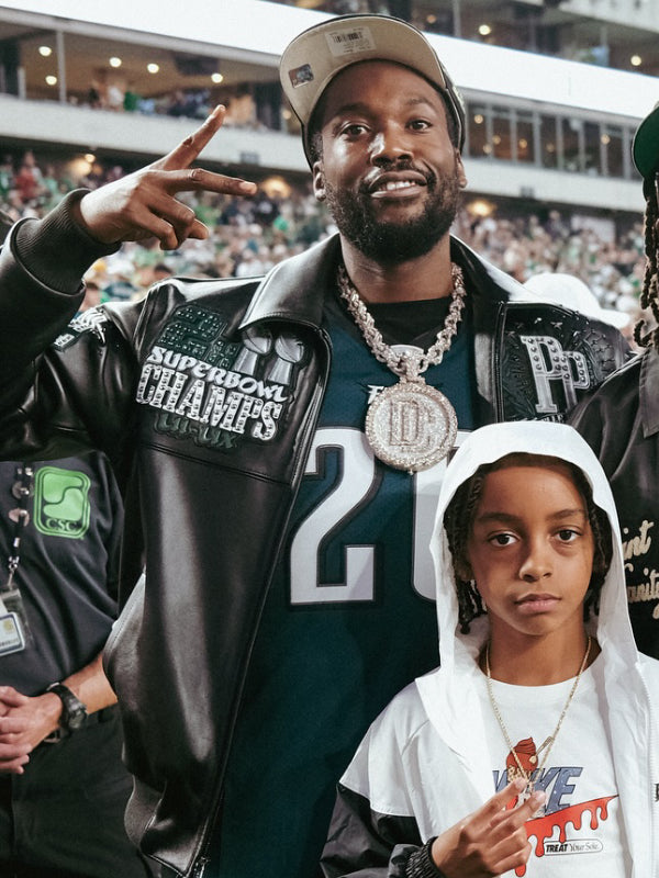 Meek Mill Eagles Leather Jacket Pelle Pelle