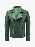 Men Biker Jacket Green