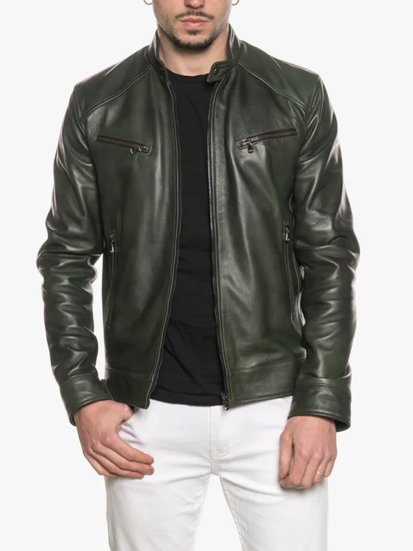 Men Uo6 Green Snap Tab Jacket