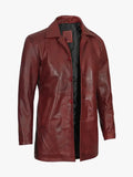 Men Burgundy Real Lambskin Leather Car Coat