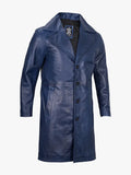 Men's Blue Leather Car Coat