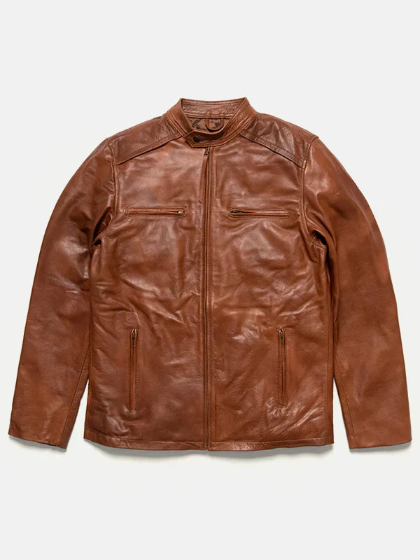 Men's Brown Thompson Leather Moto Jacket
