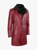 Men's Burgundy Leather Shearling Coat