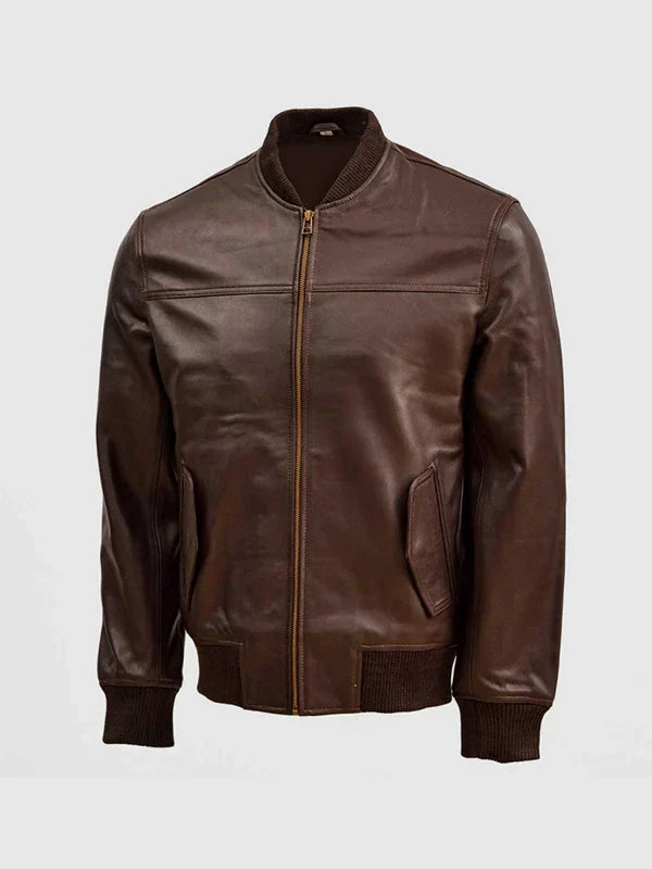Men's Classic Brown Bomber Jacket