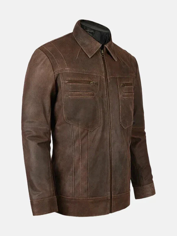 Men’s Lambskin Brown Biker Leather Jacket