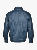 Navy Blue Blouson Leather Jacket For Men