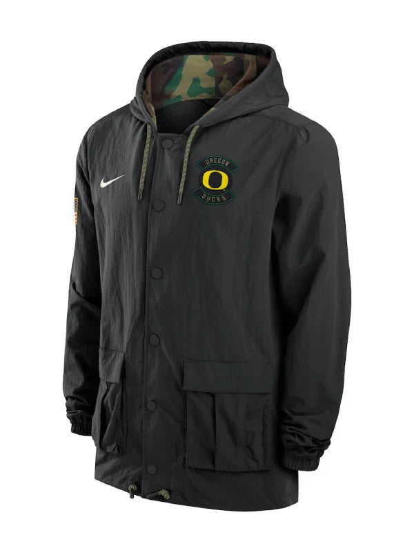 Men_s Nike Black Oregon Ducks 2025 NCAA Military Appreciation Full-Snap Jacket