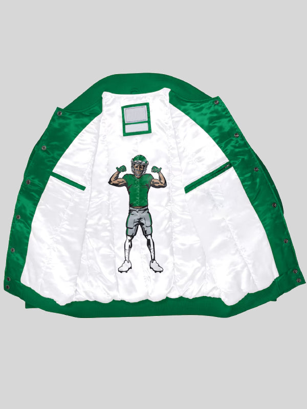 Men_s Philadelphia Eagles Starter Kelly Green Exclusive Satin Full-Snap Varsity Jacket