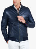 Men's Roy Bomber Leather Blue Jacket