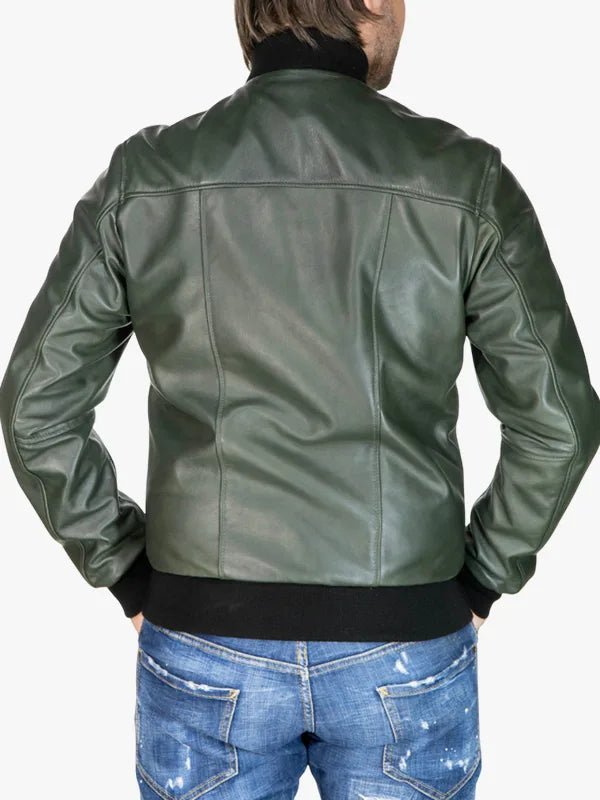 Mens Bomber Zipper Green David Jacket