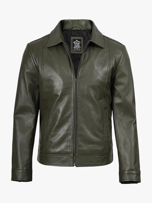 Mens Green Vintage Leather Jacket