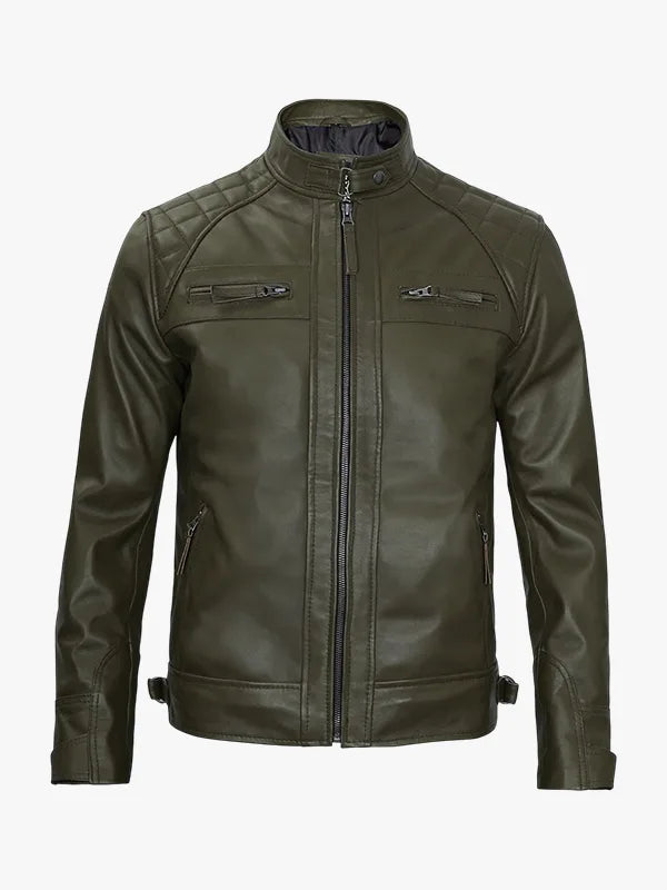 Mens Quilted Shoulder Green Jacket
