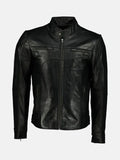 Mens Supreme Black Leather Cafe Jacket Front