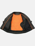 Mens Vented Black Biker Leather Jacket Front Open