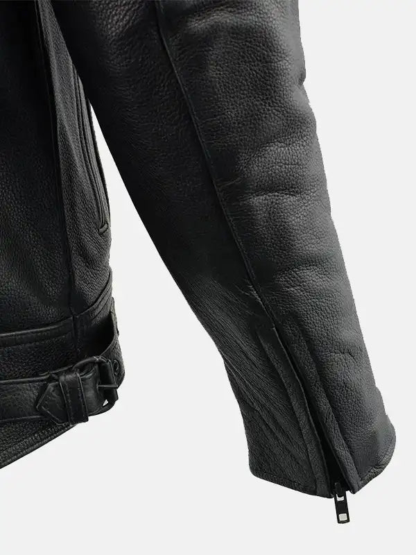 Men's Vented Black Biker Leather Jacket