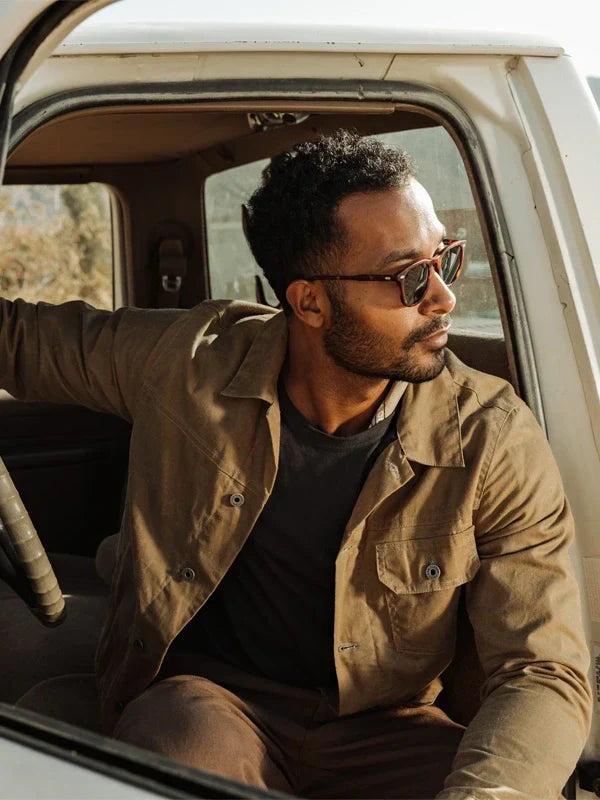 Mens-Waxed-Canvas-Trucker-Jacket-Brown