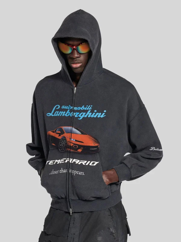 Mens Balenciaga Lamborghini Zip-up Hoodie