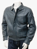 Mens Blue Rennes Leather Jacket