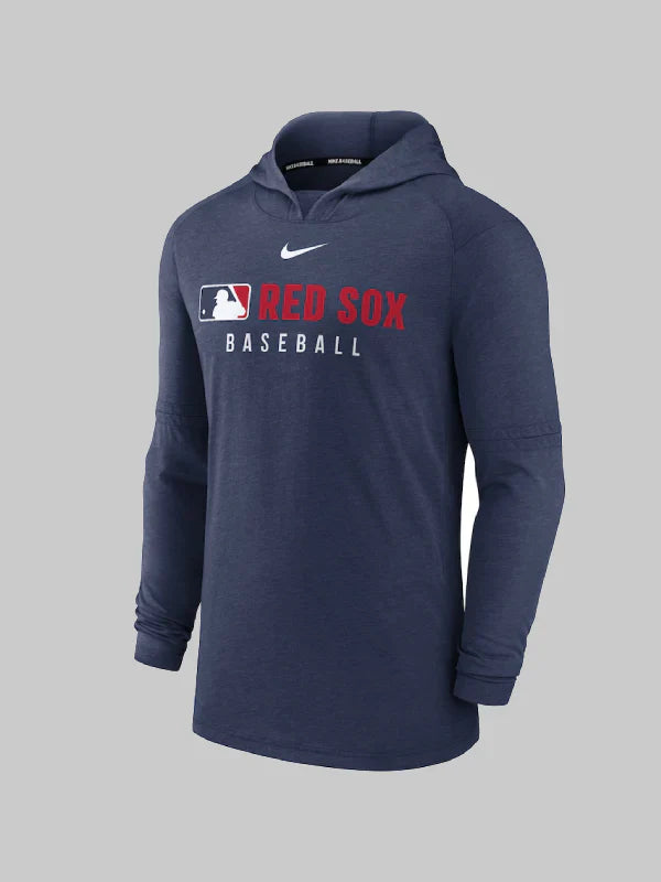 Mens Boston Red Sox Nike Heather Navy Authentic Collection Tri-Blend Performance Pullover Hoodie